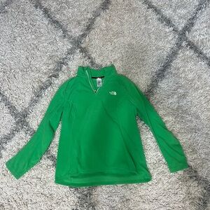 Green The North Face quarter zip sweatshirt